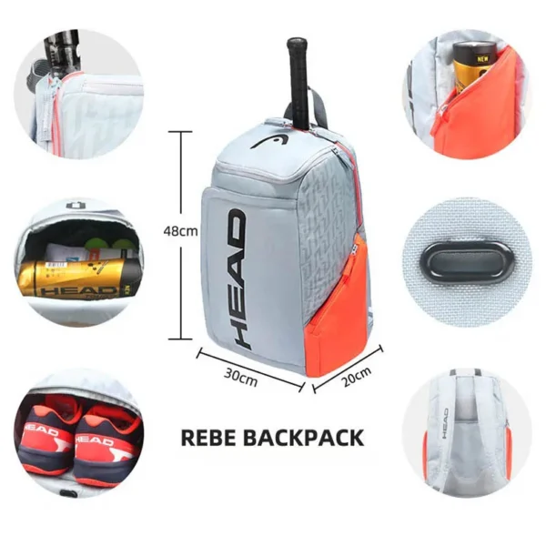 HEAD Original Radical Tennis Backpack 2-Pack Rackets, Mochila Head para padel o tenis capacidad 2 racketas tenis, mochila deportiva multiples compartimientos - Image 11